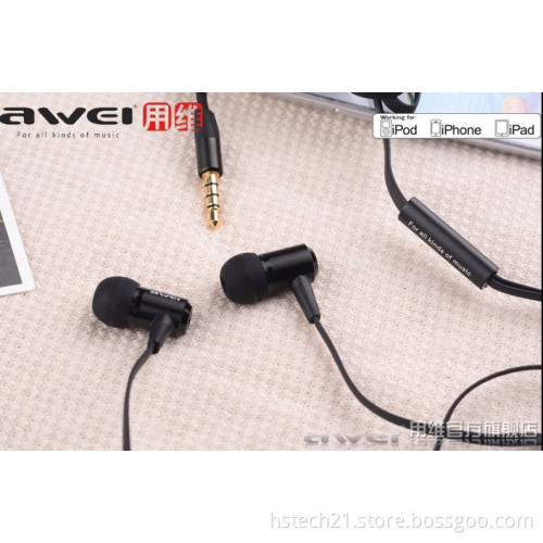 Awei ES-100i wired earphones deep bass mobilephone headsets with microphone in several colors